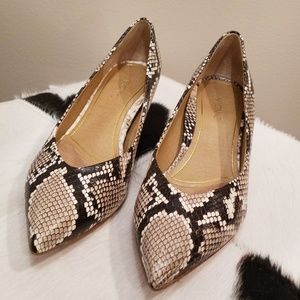 Vionic leather snakeskin kitten heels